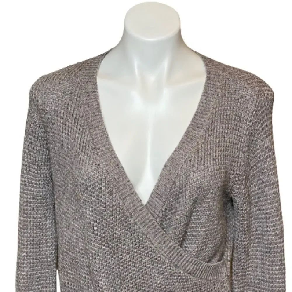 Callahan taupe linen blend waffle knit wrap sweater size XS - Picture 5 of 16